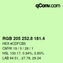 カラーコード: RGB 205 252.8 181.4 | qconv.com