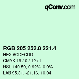 カラーコード: RGB 205 252.8 221.4 | qconv.com