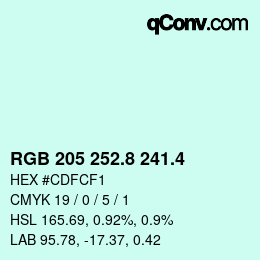 カラーコード: RGB 205 252.8 241.4 | qconv.com