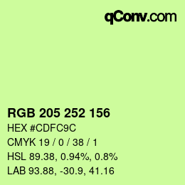Código de color: RGB 205 252 156 | qconv.com