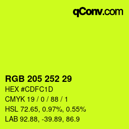 Color code: RGB 205 252 29 | qconv.com
