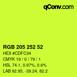 颜色代码: RGB 205 252 52 | qconv.com