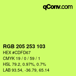 Color code: RGB 205 253 103 | qconv.com