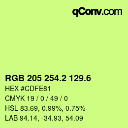 カラーコード: RGB 205 254.2 129.6 | qconv.com