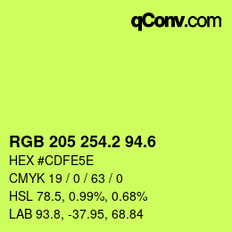 カラーコード: RGB 205 254.2 94.6 | qconv.com