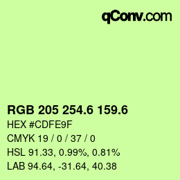 カラーコード: RGB 205 254.6 159.6 | qconv.com