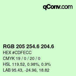 カラーコード: RGB 205 254.6 204.6 | qconv.com