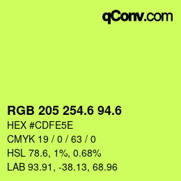 カラーコード: RGB 205 254.6 94.6 | qconv.com