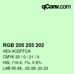 Código de color: RGB 205 255 202 | qconv.com