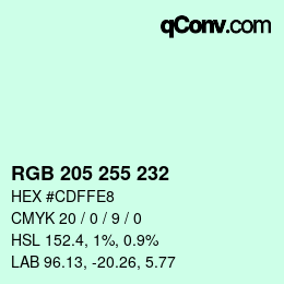 カラーコード: RGB 205 255 232 | qconv.com