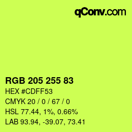 Color code: RGB 205 255 83 | qconv.com