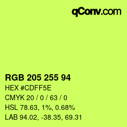 Código de color: RGB 205 255 94 | qconv.com