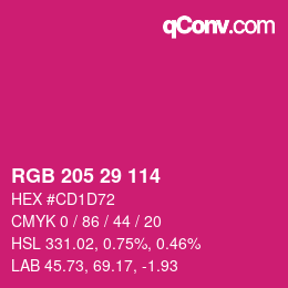 Color code: RGB 205 29 114 | qconv.com