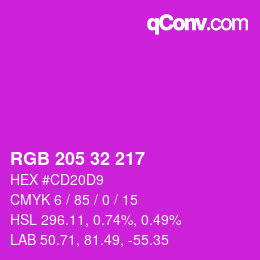 Color code: RGB 205 32 217 | qconv.com