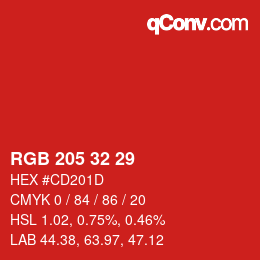 Color code: RGB 205 32 29 | qconv.com