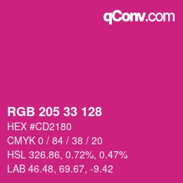 カラーコード: RGB 205 33 128 | qconv.com