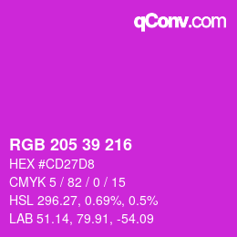 颜色代码: RGB 205 39 216 | qconv.com