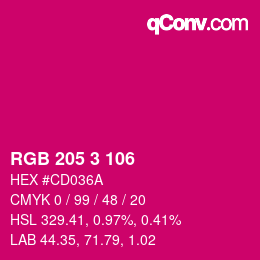 Color code: RGB 205 3 106 | qconv.com