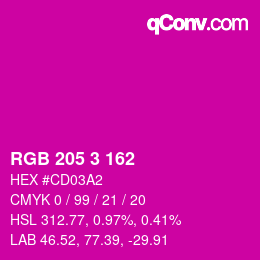 Color code: RGB 205 3 162 | qconv.com