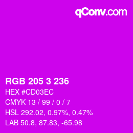 Color code: RGB 205 3 236 | qconv.com