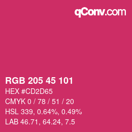颜色代码: RGB 205 45 101 | qconv.com