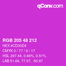Color code: RGB 205 48 212 | qconv.com