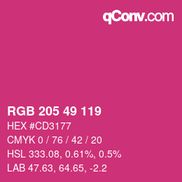 Color code: RGB 205 49 119 | qconv.com