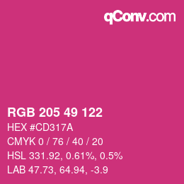 Color code: RGB 205 49 122 | qconv.com