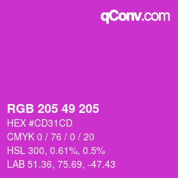Color code: RGB 205 49 205 | qconv.com
