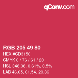 Color code: RGB 205 49 80 | qconv.com