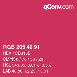 Color code: RGB 205 49 91 | qconv.com