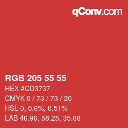 Color code: RGB 205 55 55 | qconv.com