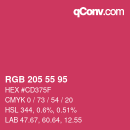 カラーコード: RGB 205 55 95 | qconv.com