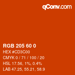 カラーコード: RGB 205 60 0 | qconv.com
