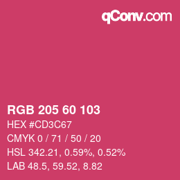 颜色代码: RGB 205 60 103 | qconv.com