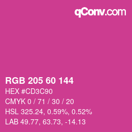 颜色代码: RGB 205 60 144 | qconv.com