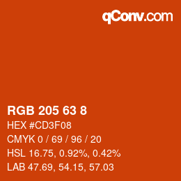 Color code: RGB 205 63 8 | qconv.com