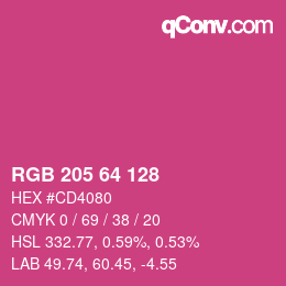 カラーコード: RGB 205 64 128 | qconv.com