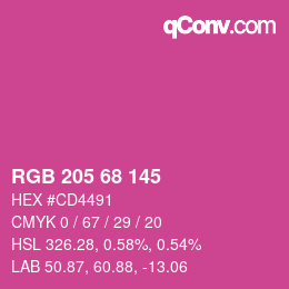 カラーコード: RGB 205 68 145 | qconv.com