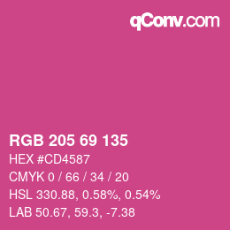 カラーコード: RGB 205 69 135 | qconv.com