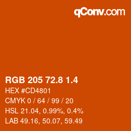 カラーコード: RGB 205 72.8 1.4 | qconv.com