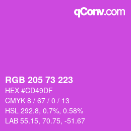 Color code: RGB 205 73 223 | qconv.com