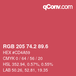 カラーコード: RGB 205 74.2 89.6 | qconv.com