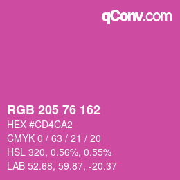 カラーコード: RGB 205 76 162 | qconv.com
