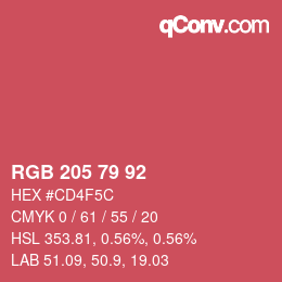 Color code: RGB 205 79 92 | qconv.com