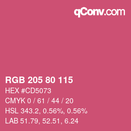 カラーコード: RGB 205 80 115 | qconv.com