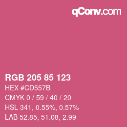 Color code: RGB 205 85 123 | qconv.com