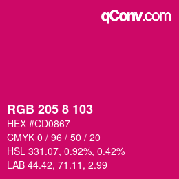 Color code: RGB 205 8 103 | qconv.com
