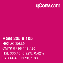 カラーコード: RGB 205 8 105 | qconv.com
