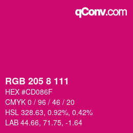 カラーコード: RGB 205 8 111 | qconv.com